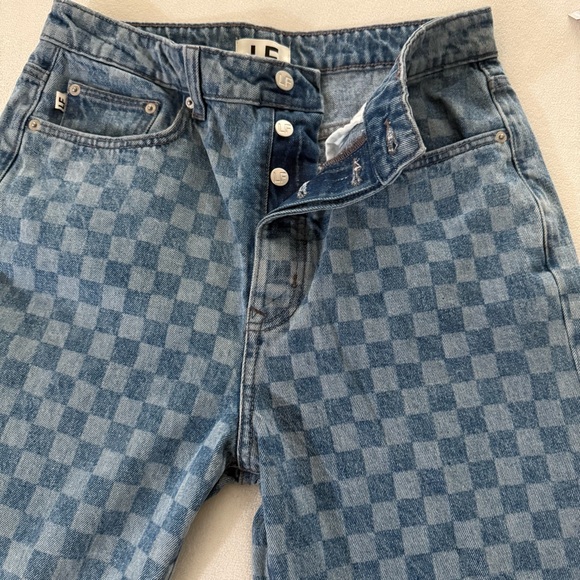 Lovers + Friends Checkered Denim Blue Jeans - Picture 6 of 13